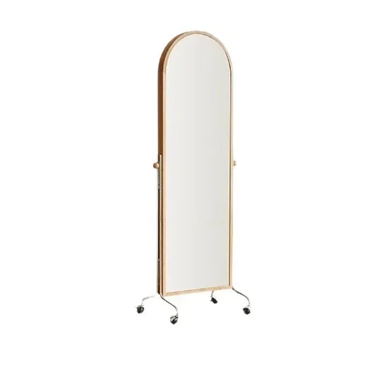 Full-length mirror Solid wood mobile full-length Household storage cabinet Magazine Floor fitting mirror