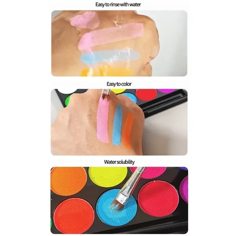 Gesicht Körper Ölfarbe Malerei Halloween Cosplay Party Make-up Pigment Ungiftig Sicher Kinder Flash Tattoo Malerei mit Pinsel Kunst