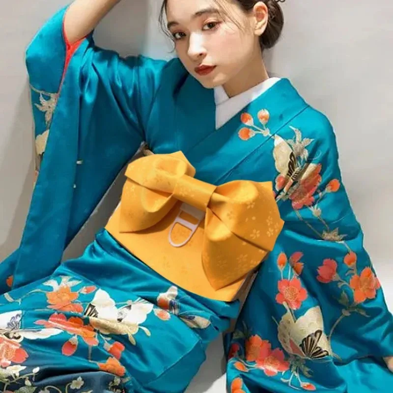 สไตล์ญี่ปุ่นKimono Obiเข็มขัดรัดตัวคลาสสิกGeisha Kimonos Yukataเข็มขัดเอวผู้หญิงชุดเข็มขัดSashเข็มขัด