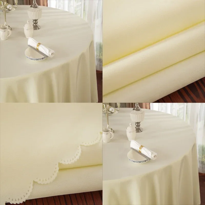 Couverture de Table de Mariage Ronde en Polyester, Décoration de Banquet, Hôtel, Spectacle, ixd\'Anniversaire, Couleur Unie, Durable