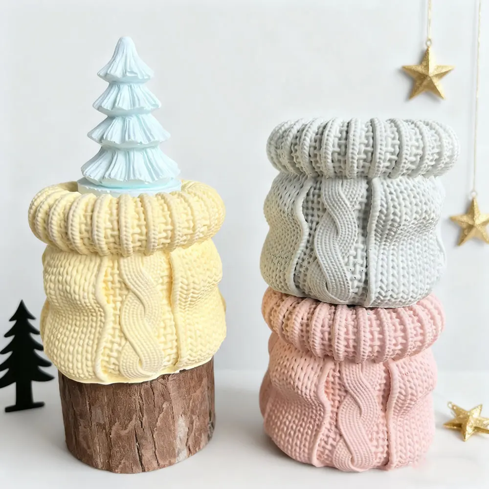 Weihnachten Pullover Tasse Silikon Formen DIY Weihnachten Weben Kleidung Kerze Glas Gips Beton Form Santa Kerzenhalter Epoxidharz Form