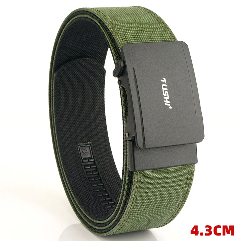 TUSHI Brand 4.3 Wide Thickened Gun Hanging Double-Layer Nylon Belt Versatile Casual Outdoor Tactical Automatic Buckle Mens