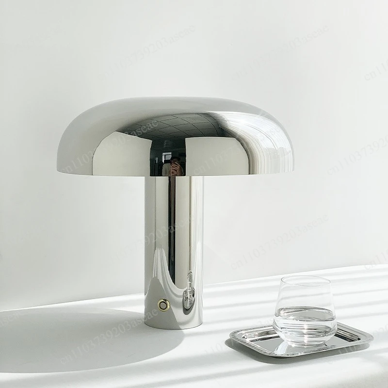 Stainless steel table lamp modern light luxury high bedroom bedside lamp model room personalized table lamp ornament