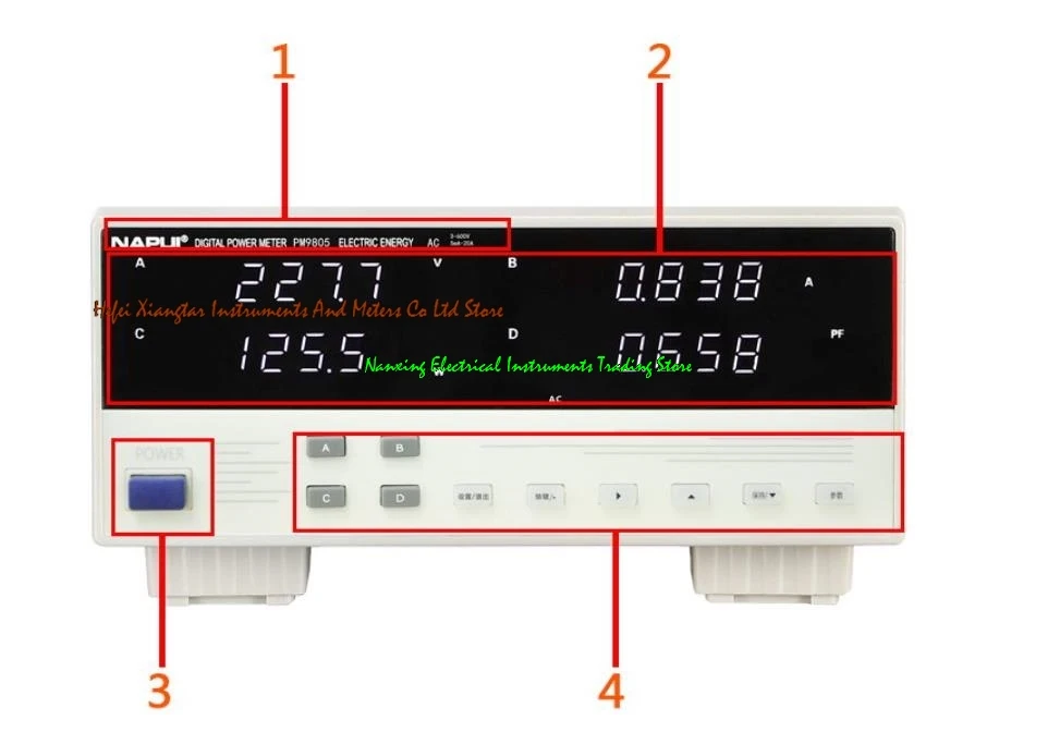 PM9805 Bench TRMS AC 600V,20A Voltage Current Power Factor Power Meter Analyzer Alarm Function RS232