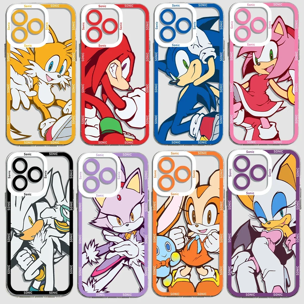 Cartoon Cute Game Phone Case For-S-S-Sonics iPhone 16 15 14 13 12 11 Mini Pro Max X XR XSMax 7 8 Plus Transparent Cover