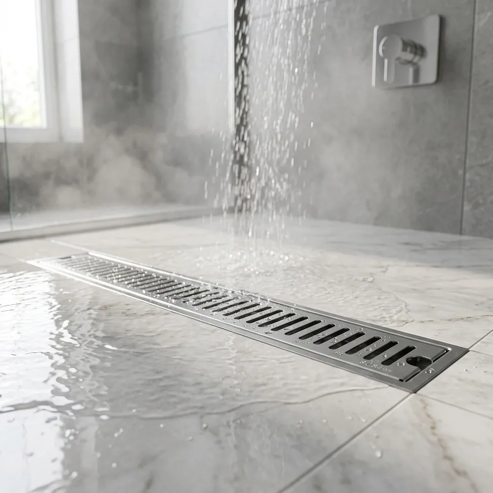For Premium 304 SS Linear Drain 10x40cm for Bathroom Wet Areas with Dual Installation Options and Clog Prevention