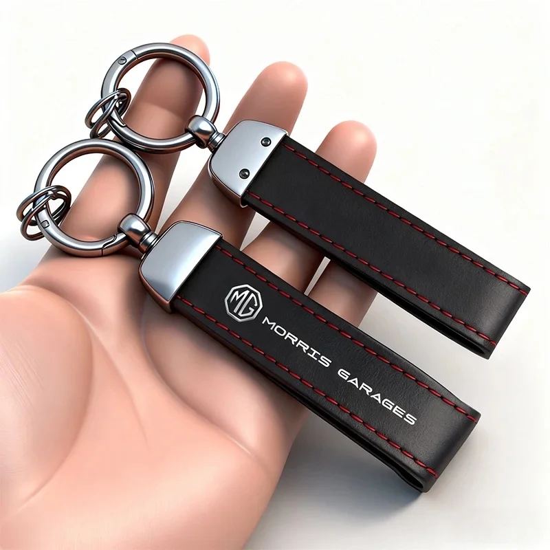 MG Logo 4Pcs Wheel Valve Covers Leather Keychain Set Fit MG ZS EV HS EHS PHEV MG3 MG4 MG5 MG6 MG7 GT ZR RX5 RX8 ONE Cyberster