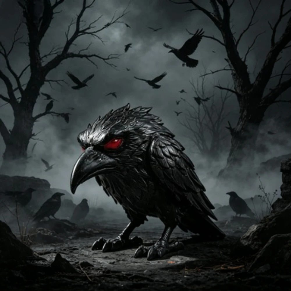 3D Printed Gothic Raven Statue for Halloween Weird Dark Art Crow Figurine Indoor Home Tabletop Desktop Aesthetic Decor Ornament