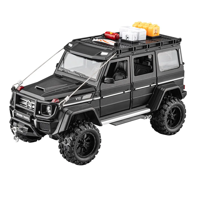 Car 1:24 Mercedes-Benz Grand G550 simulated sound and light round gold car model display children's birthday gift collection