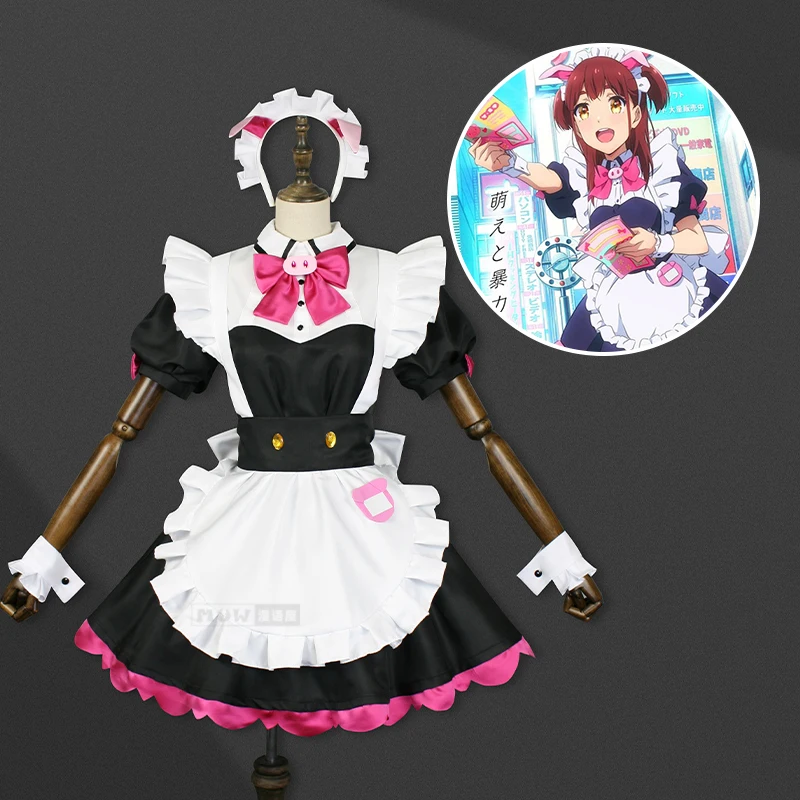 

COS-KiKi Anime Akiba Maid War Yumechi/Shiipon/Mannen Ranko/Wahira Nagomi Game Suit Dress Uniform Cosplay Costume Party Outfit