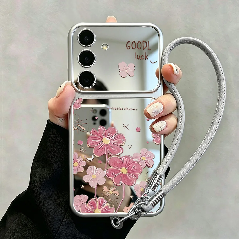 Make-up-Spiegel Blumen-Handyhülle für Samsung S26 Ultra A57 5G A56 A55 A16S25 FE A54 A53 A37 A36 A17 A35 S24 S23 A07 A06 Hülle
