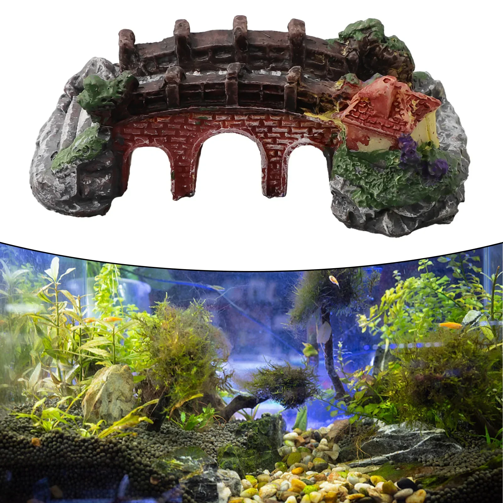 

1 Pc Background Aquarium Ornaments Decoration Synthetic Resin Fish Tank Bridge Landscape Home Landscaping Decoration