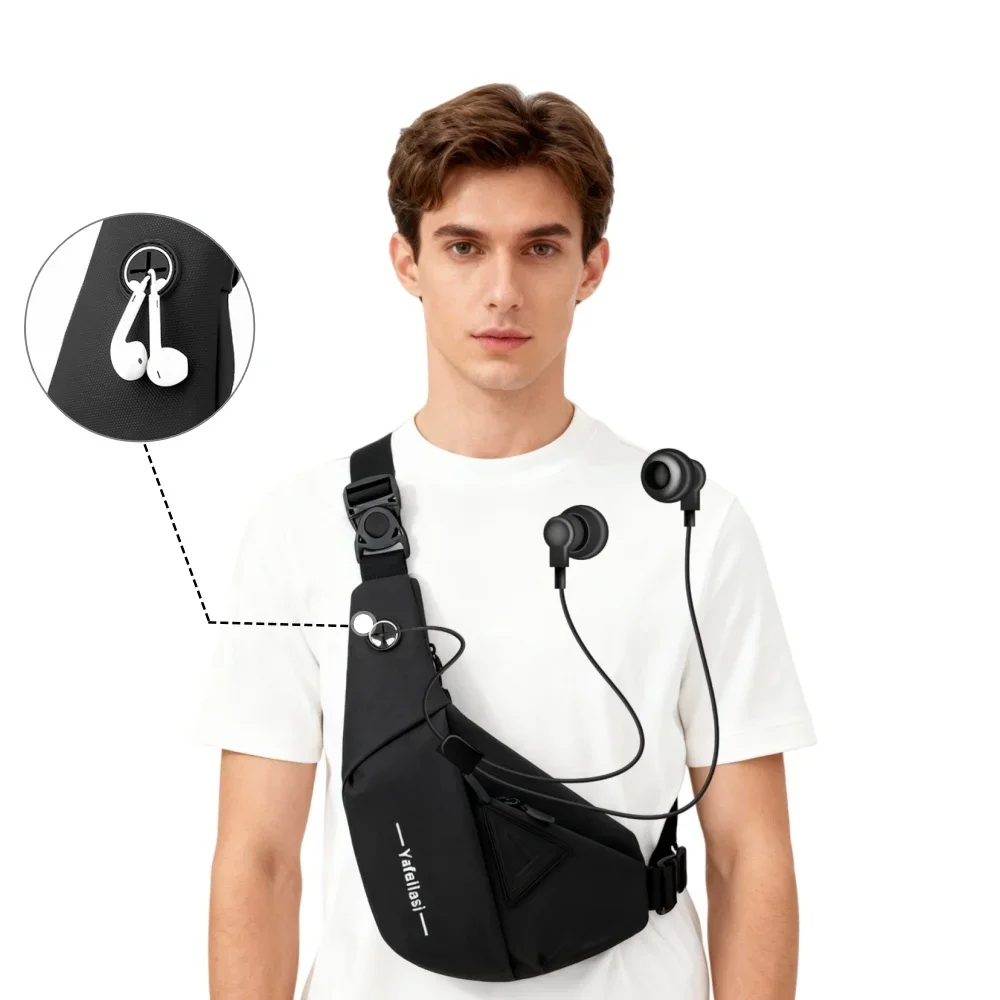 Men's Chest Bag Crossbody Sling Pack Waterproof Underarm Backpack for Cycling Commuting Travel Fanny Pack with USB Charging Port