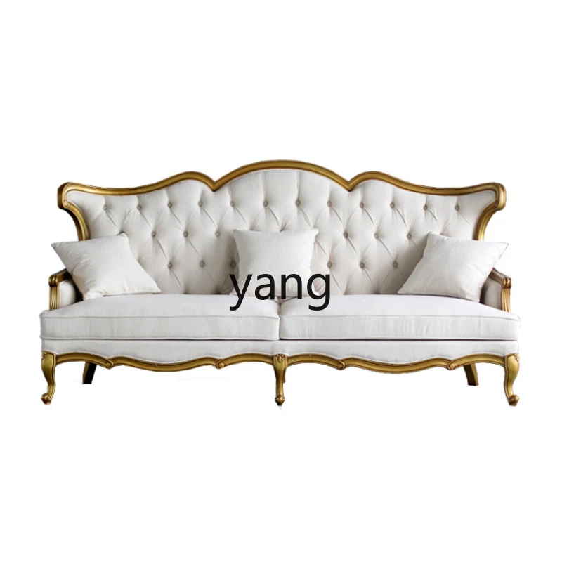 

CX solid wood single and double three-person sofa combination, fabric neoclassical living room small apartment