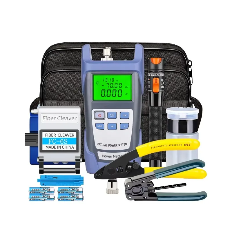 FTTH Fiber Optic Cold Connection Termination Tool Kit With Fiber Cutter & Optical Power Meter For On-Site Cable Assembly