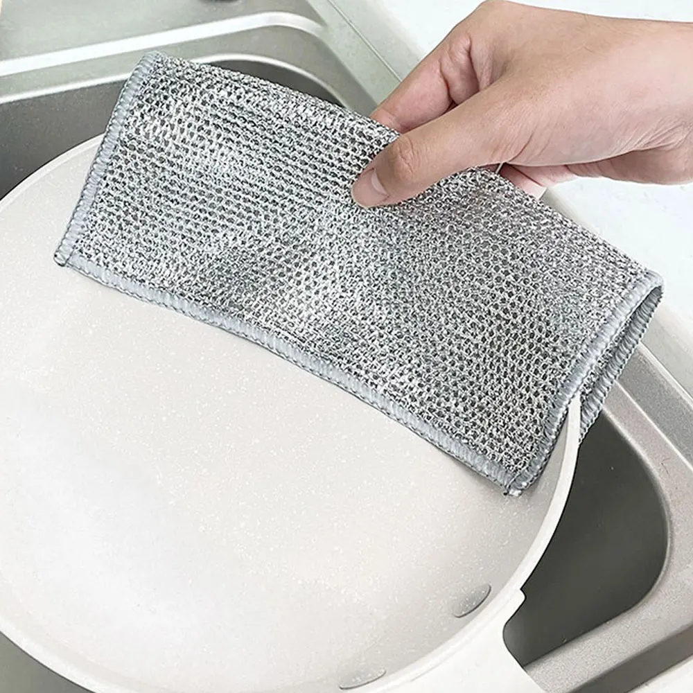 Rust Removal Cleaning Cloth Kitchen Magic Dishwashing Towel Metal Steel Wire Cleaning Rag Microwave Stove Clean Tools Dish Cloth