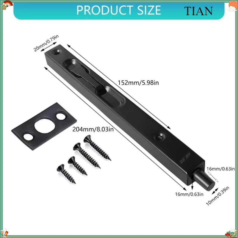 Stainless Steel Cabinet Door Bolt Sliding Lock System For French Doors 7Inch Length Flush Bolt French Door Lock