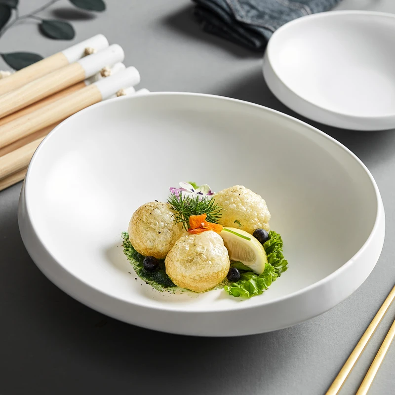 

White Ceramic Special-shaped Plates Creative Nest Side Western Food Plates Hotel Restaurant Tableware Household Kitchen Dishes