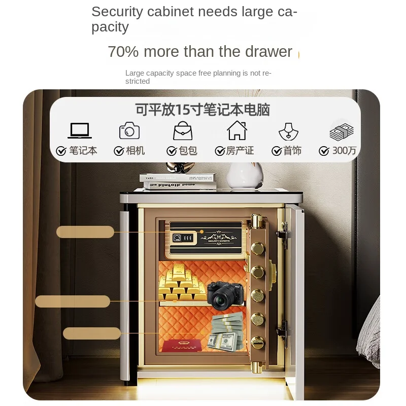 Deer Craft 2024 Safe Invisible Large Space Smart Bedside Table Safe Integrated Cabinet Multifunctional Fingerprint Password Safe