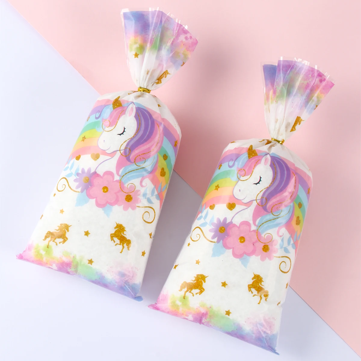 25/50/100szt Jednorożec Torebka na cukierki Torebki do pakowania prezentów Tęczowy jednorożec Dekoracja urodzinowa Prezent Torebka na cukierki Baby Shower Party Supplies — zdjęcie 3