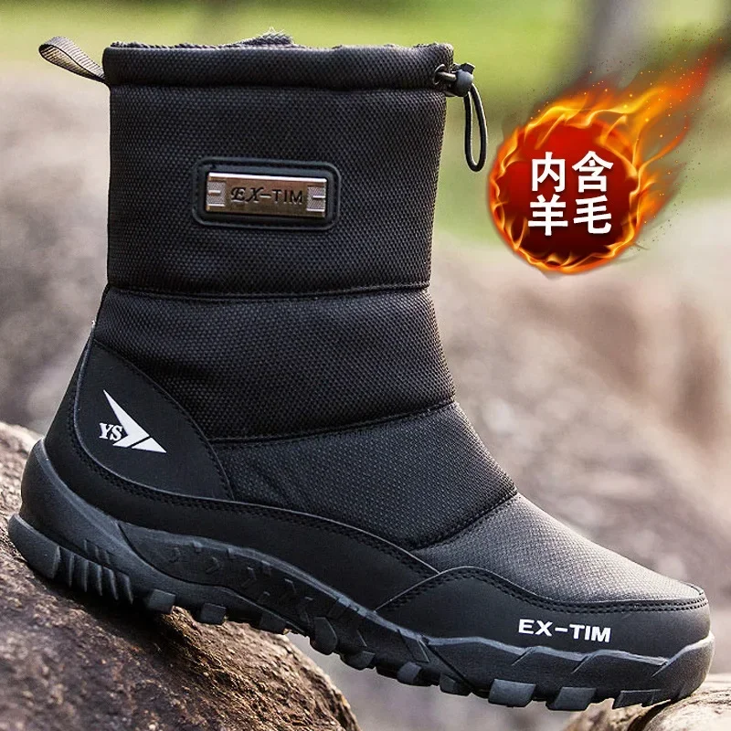 Waterproof Men Women Snow Boots High Top Ankle Winter Boots Platform Warm Plush Man Cutton Shoes Outdoor Non-slip Snowboots Male