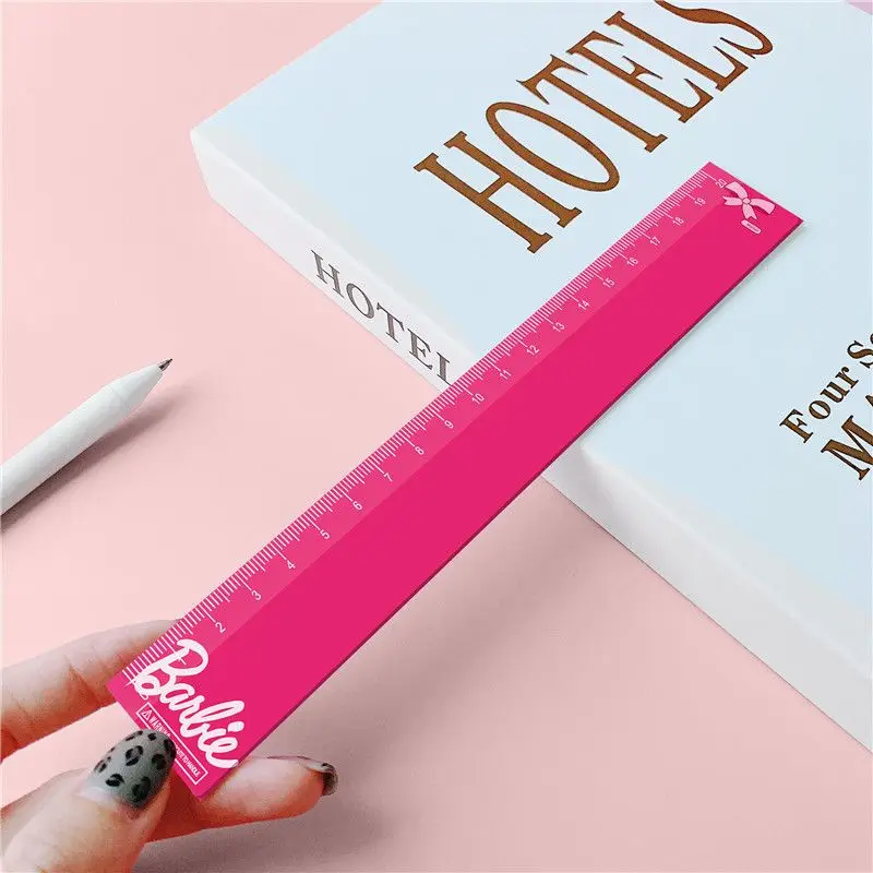 20cm Barbie Straight Ruler Cartoon Transparent Plastic Ruler Cute Girls Drawing Tool Student Stationery School Office Supplies