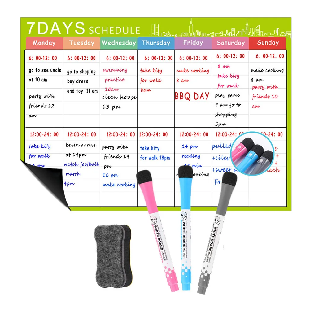 Decorative Calendar 29.7*42cm for acrylic Board Eraser Fridge Magnetic Repeatable Writing Weekly Planner Practical