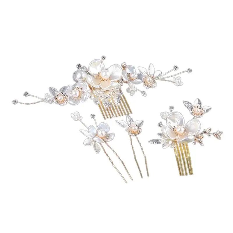 

Pearls Hanbok Hair Hoop Stage Performances Hairband Flower Rhinestones Hairpin Accessories Headwear for Kids and Girls Dropship