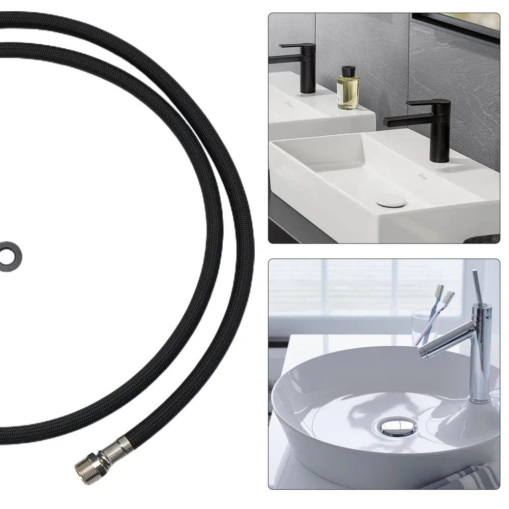 1500 Mm Replacement Shower Hose Black Fittings Flexible For Sink Kitchen Faucet Hose Length With Pull-out Shower