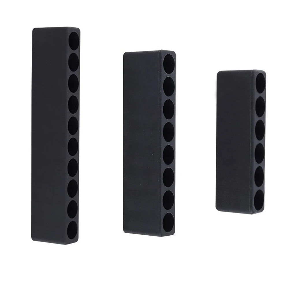 3-Pack Screwdriver Bit Holder Set 6/8/10 Hole Hex Shank Plastic Storage Case For Organizing Bits Black