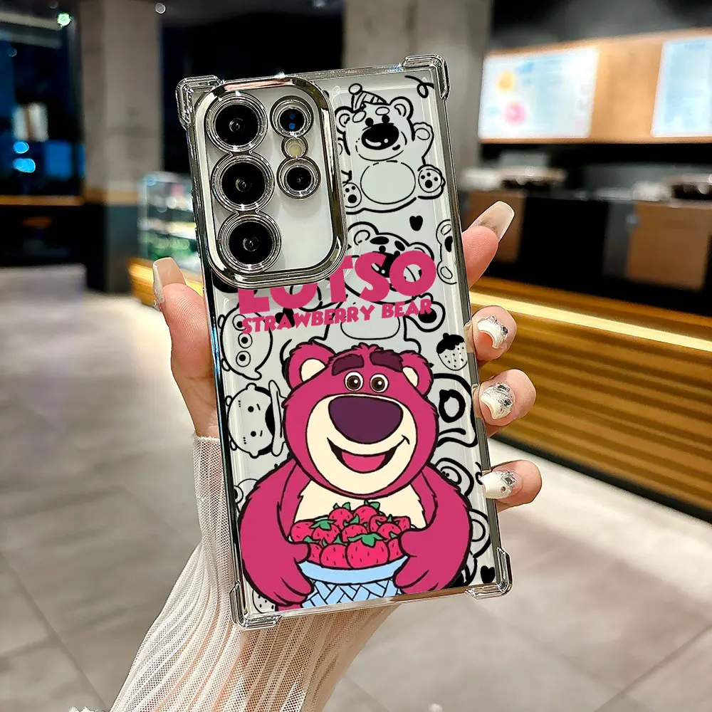 Lotso Strawberry Bear Silicone Case For Samsung Galaxy S26 S25 S26Ultra Edge S24 S23 S22 Plus S21 Ultra FE Soft Phone Back Cover view 6