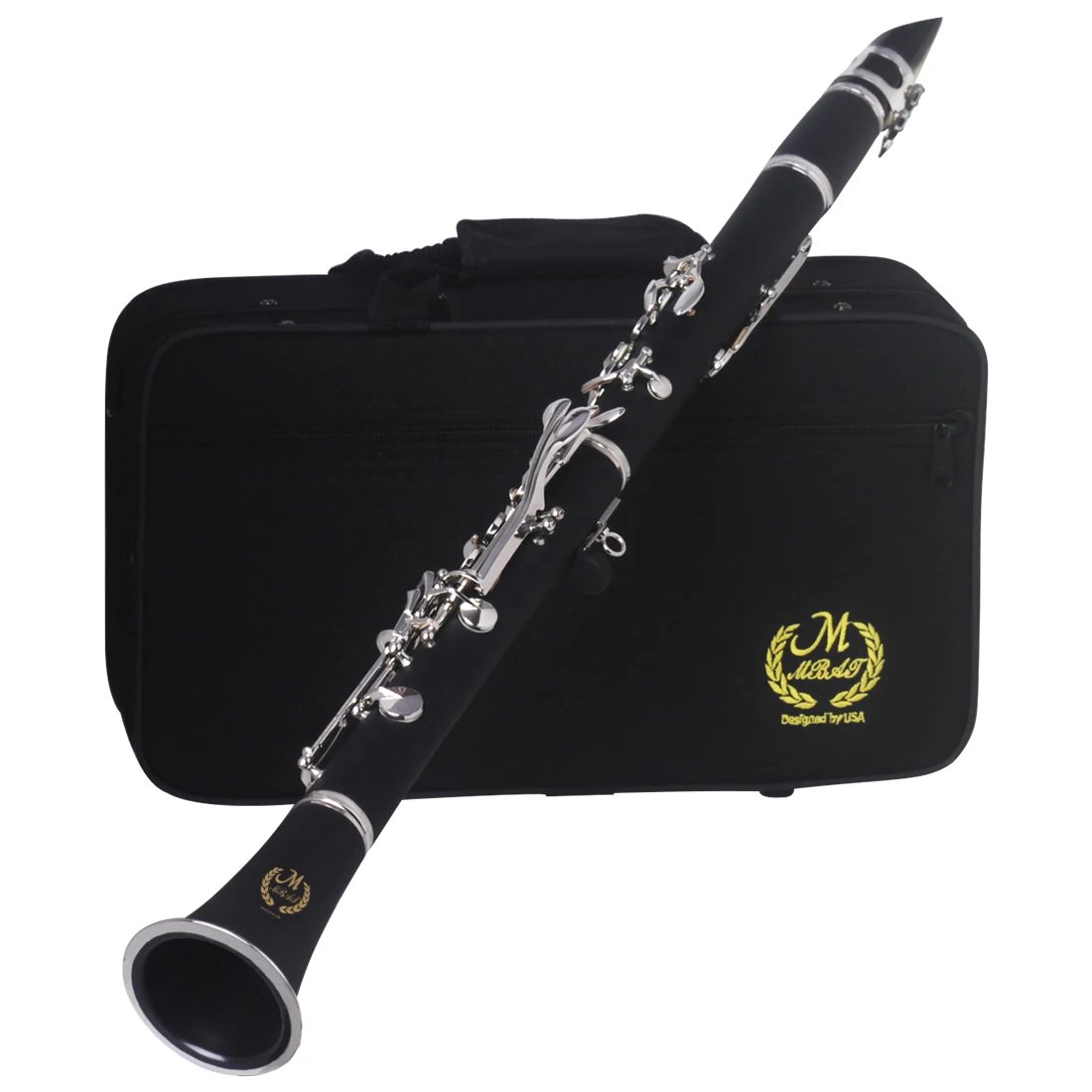 MBAT Bb Clarinet 17 مفتاحًا مع حلقات هيكل Ebonite الأسود ومفاتيح فضية، نظام منظم مزدوج أداة آلات النفخ الخشبية الاحترافية #2