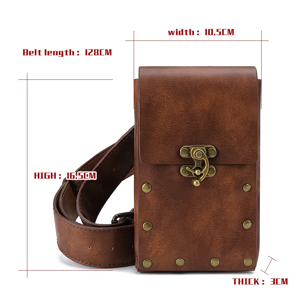 Steampunk Medieval Pouch Bag Viking Belt Leather Phone Wallet Steampunk Pirate Costume Travel Waist Fanny Packs Purse For Adult