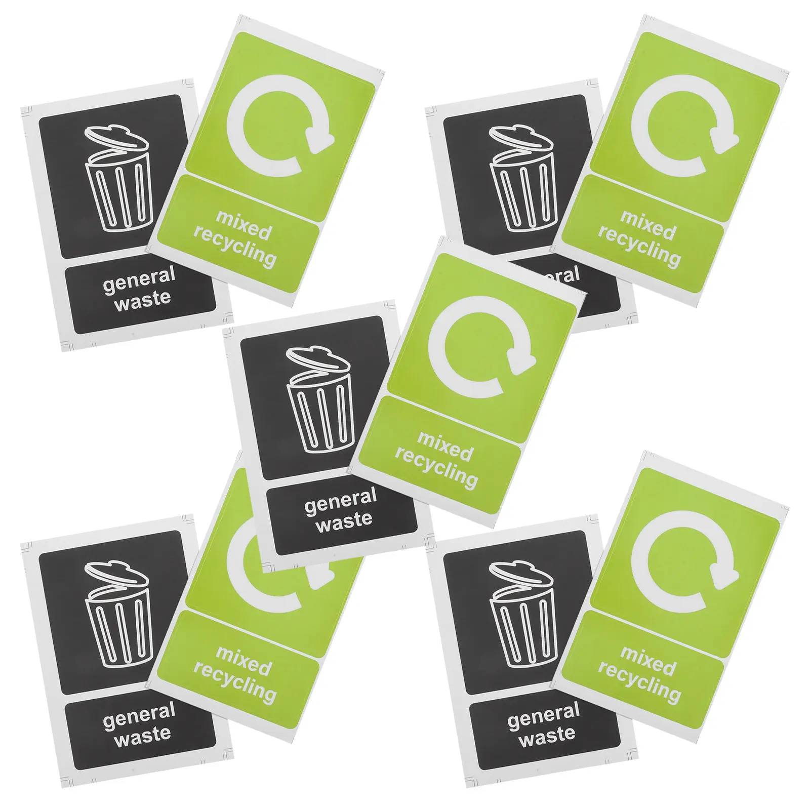 10Pcs Trash and Recycle Stickers Self Adhesive Weatherproof Waste Sorting Decals for Outdoor Trash Cans Public Facilities