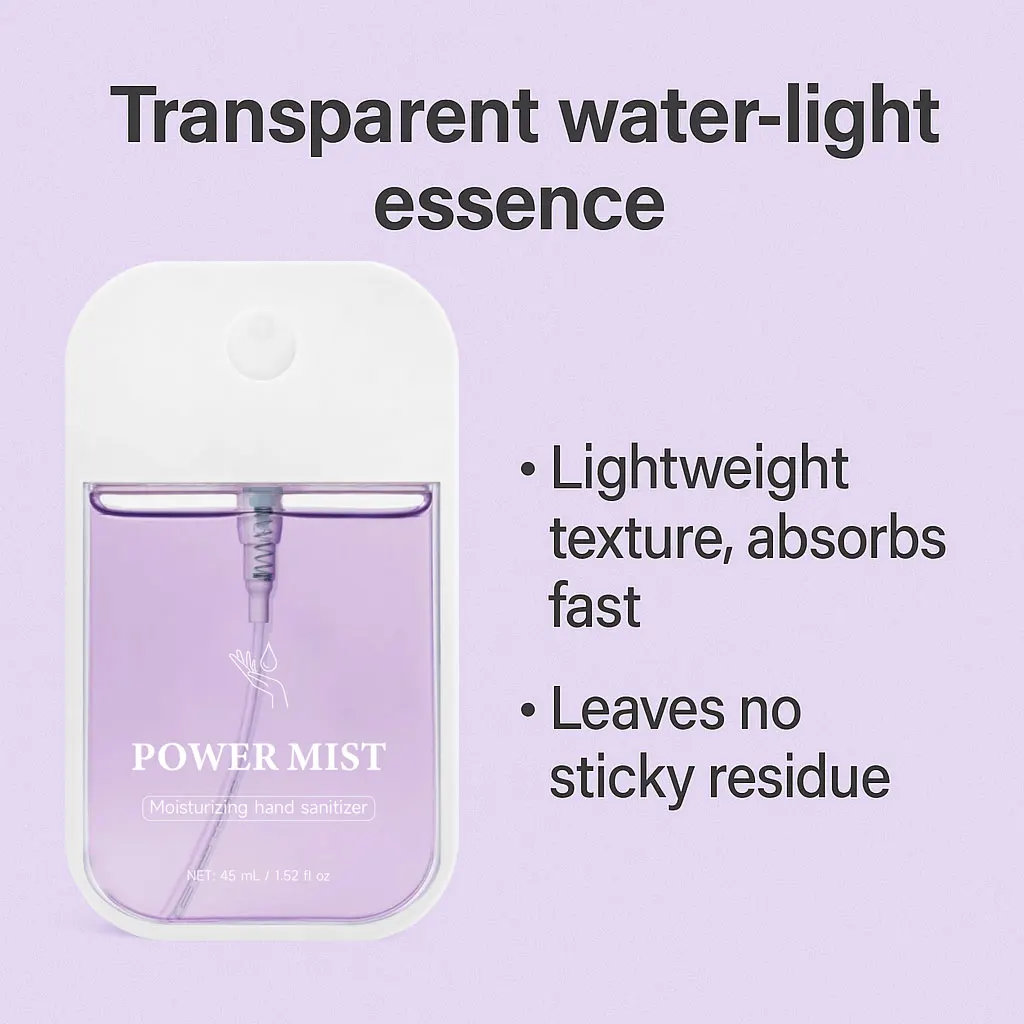 Moisturizing Hand Sanitizer Travel Size (45ml Each) for Soft & Clean Hands Alcohol-Free, Skin-Friendly Care Hydrating Hand Spray