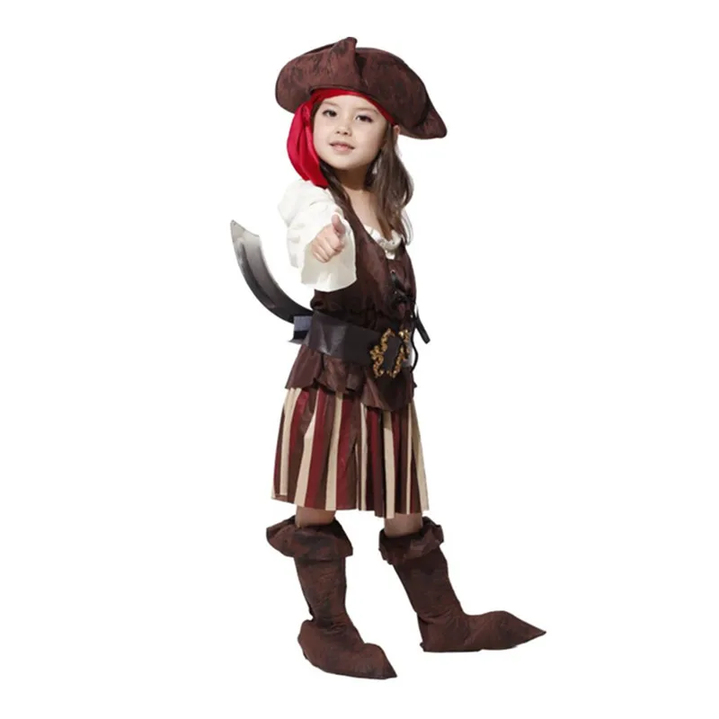 Kinder Alice Pirate Kostüm Kleinkind Kapitän Phantasie Kleid Mädchen Geburtstag Dolch Waffe Requisiten Party Kleidung