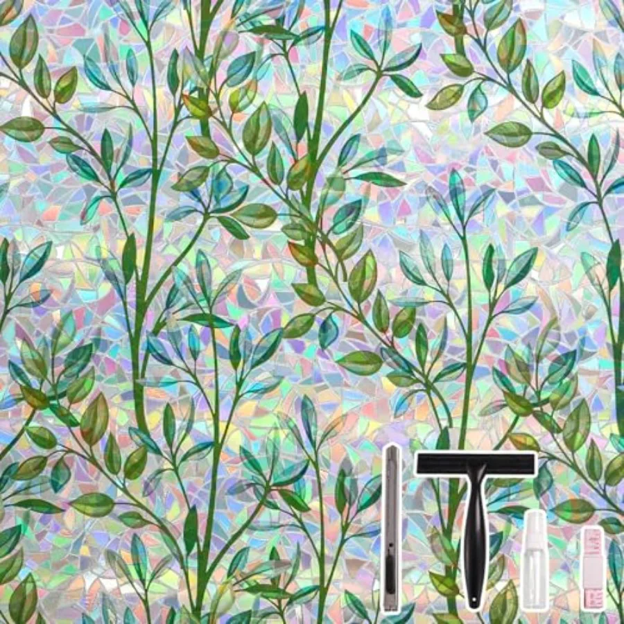 

Window Privacy Film Static Clings Decorative Window Sticker Non-Adhesive Decals for Glass with Tools