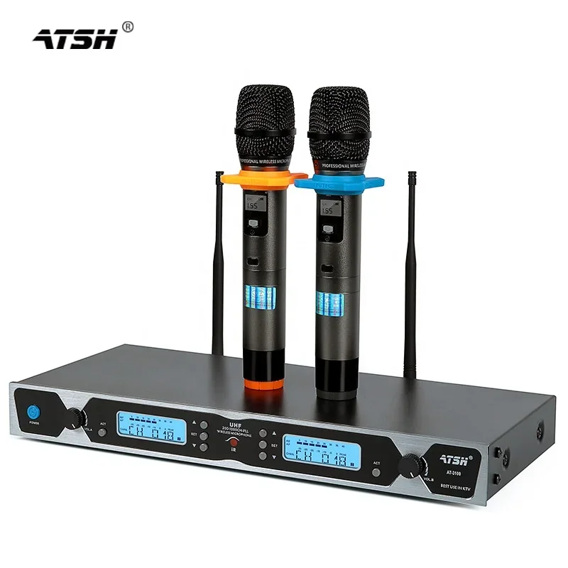 AT-3100 Manufacturers stage ktv dynamic wireless microphone square audio U segment professional handheld wireless microphone