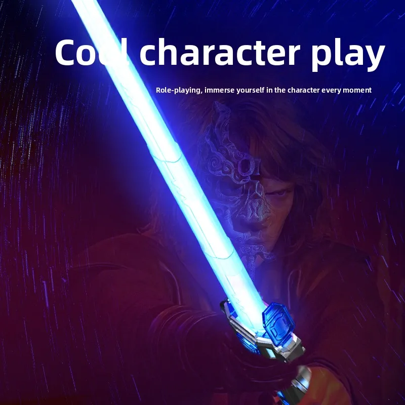 어린이 다채로운 빛나는 칼 장난감 텔레스코픽 음악 레이저 칼 2-in-1 회전 감압 장난감 라이트 칼 어린이 성인 장난감