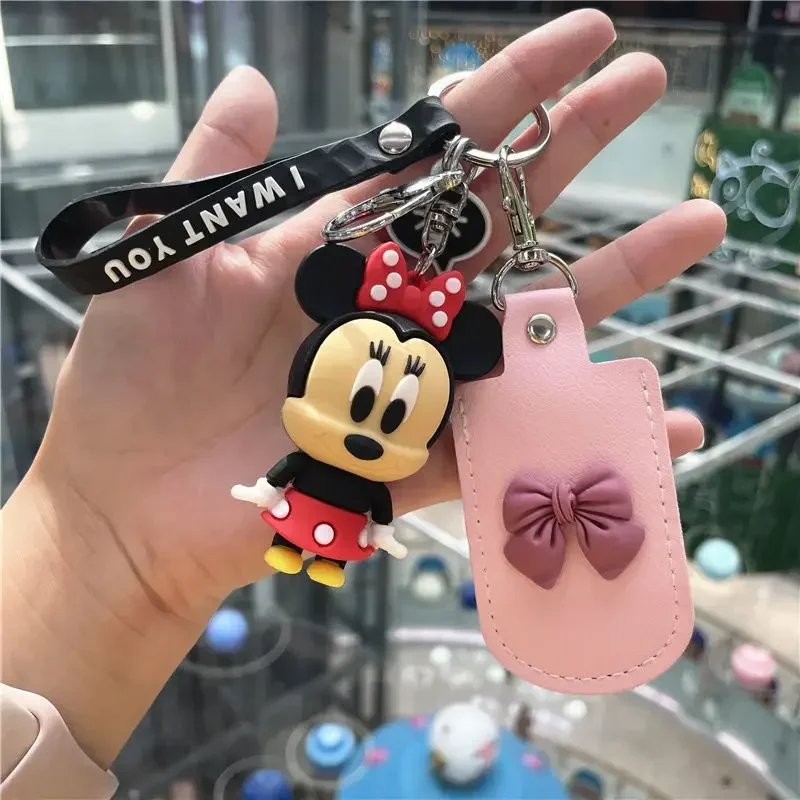 Disney Mickey Minnie Mouse Key Cover Case for Control Dust Cap Bracket Key Chains Anime Keychain Holder Organizer Accessories