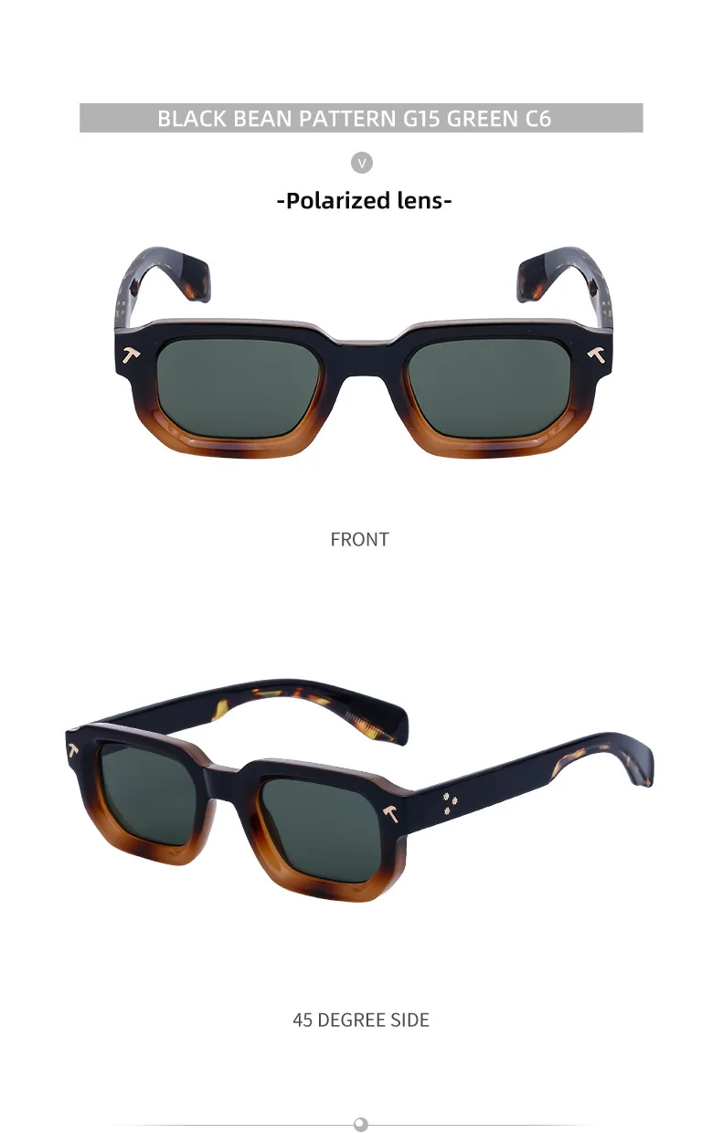 Polarisierte quadratische Sonnenbrille für Herren 2026 – Luxus-Designer-Neuheit, modische rechteckige Sonnenbrille für Damen, Fahrerbrille, Eyewear – Detail 18