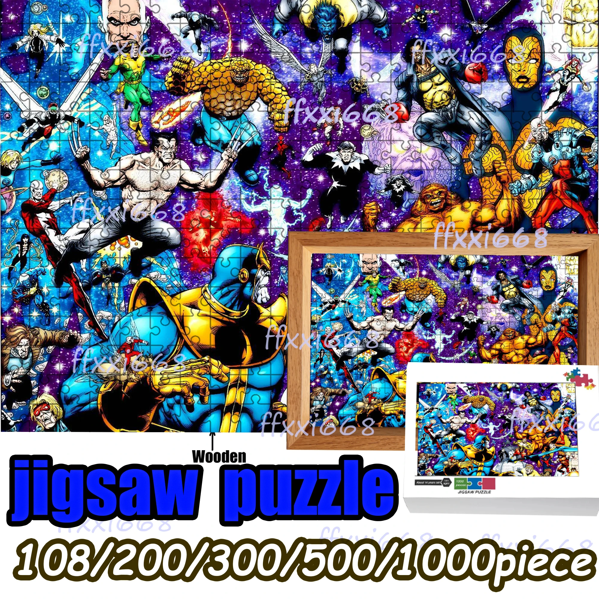 

Деревянный пазл Marvel 108/200/300/500 элементов, высококачественный подарок, веселая игра для вечеринок