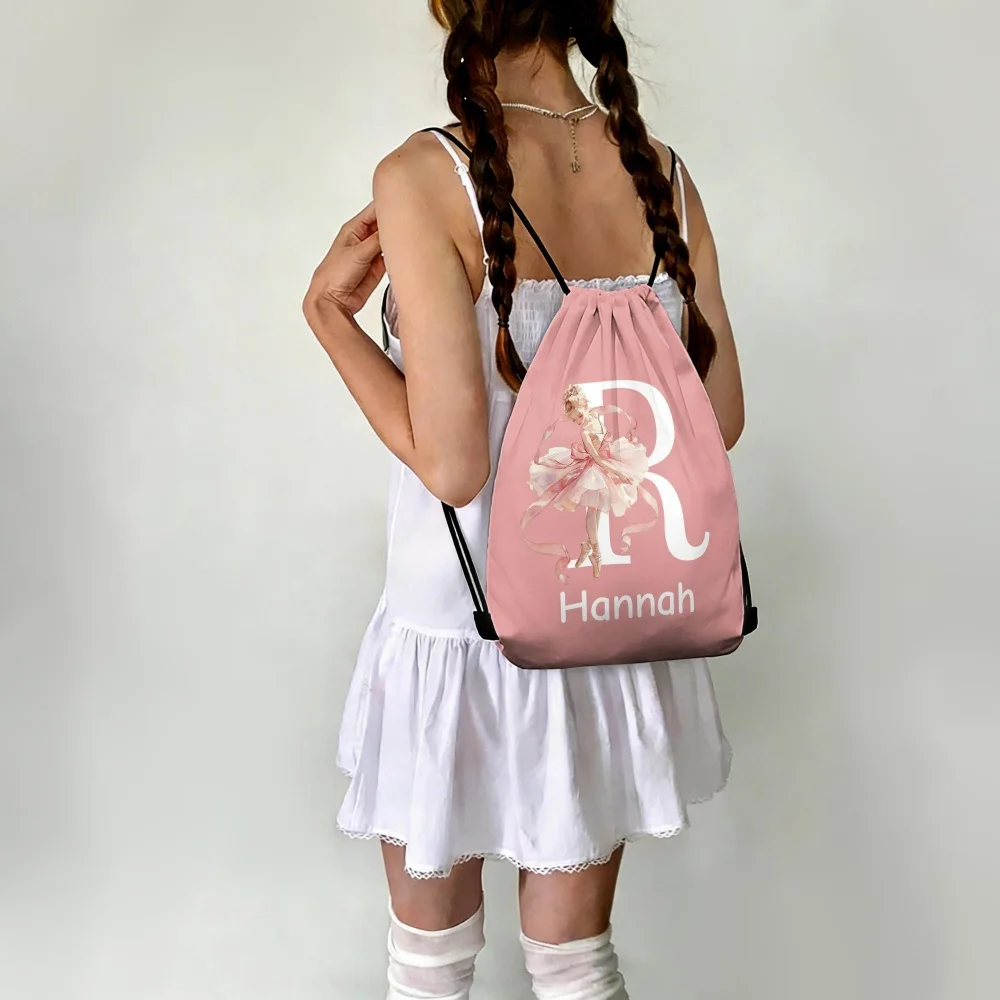 Custom Name Ghost Print Drawstring Sack Backpack Halloween Candy Storage Bag Children Party Gift