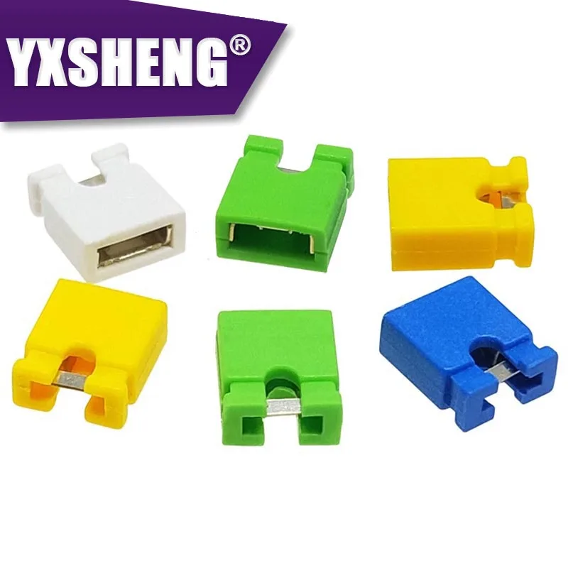 100 قطعة غطاء قصير، أحمر أسود أصفر أبيض أخضر أزرق 2.54 مللي متر رؤوس سلك العلب دبوس رأس موصل غطاء #1