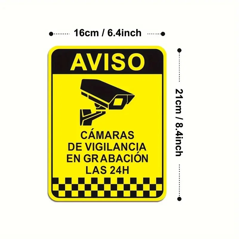 24-Hour Spanish Surveillance Warning Stickers Public Areas Office Mall Labels Camera No Illegal Entry Tips Vinyl Stickers