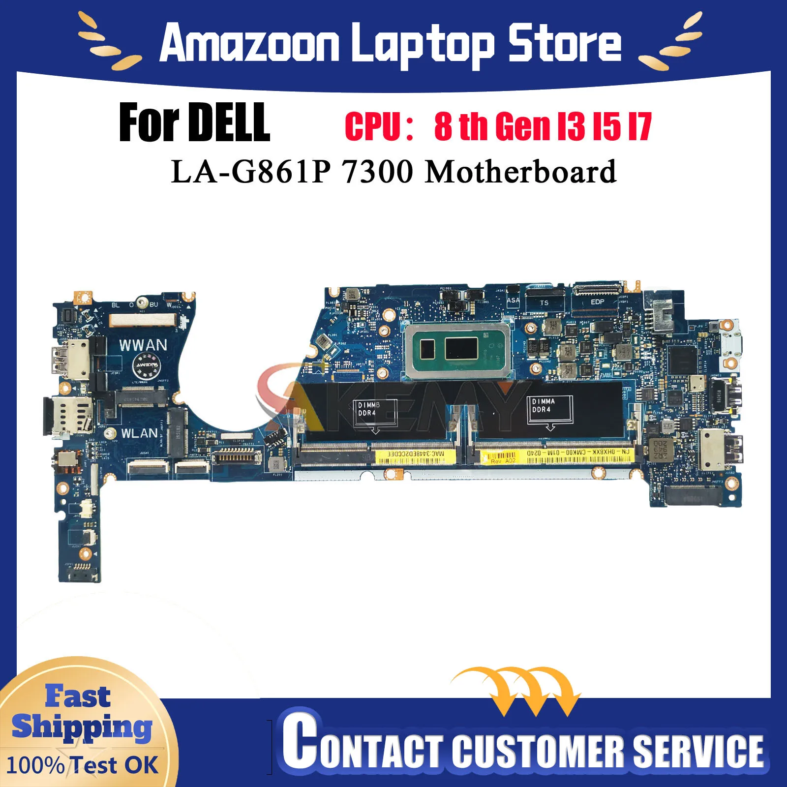 09XFPT 0HX8XK 0TCDGC For Dell Latitude 7370 LA-G861P EDC30 Notebook Mainboard Laptop Motherboard CPU i5 i7 8th Gen Tested OK