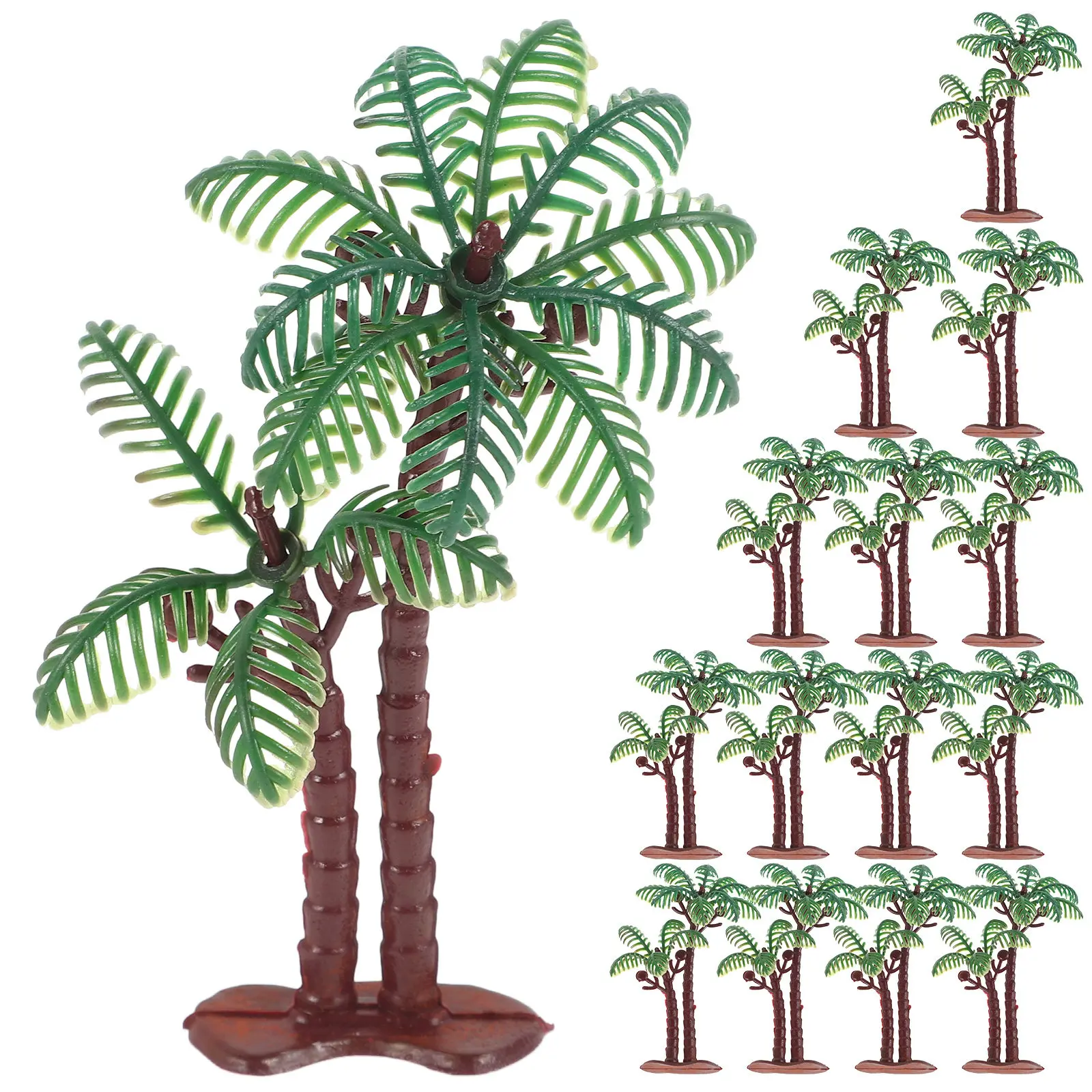 15Pcs Micro Landscape Artificial Coconut Palm Trees Miniature Plastic Plants for Aquarium Fish Tank Garden Setup