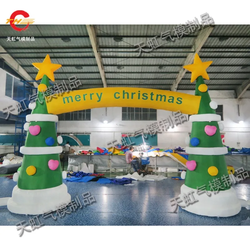 Supply 4 meters inflatable Christmas tree arch, Christmas event promotion guide door, Christmas air model