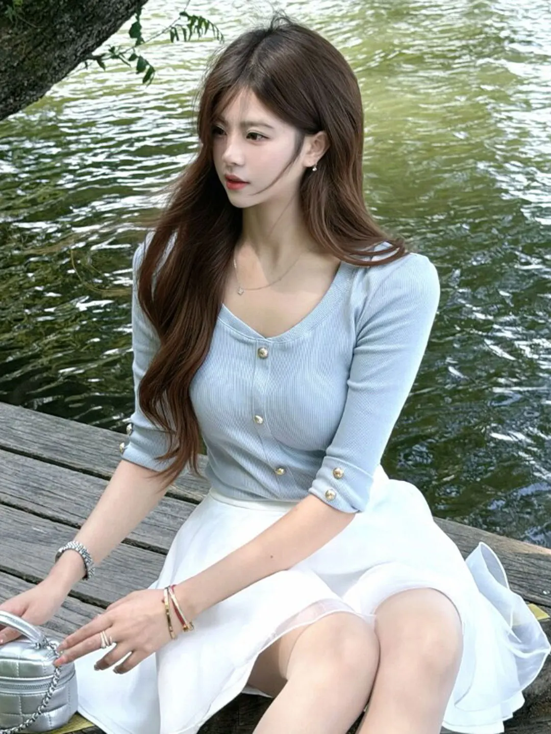 

French Style Knitted Sweater And Skirt Two-Piece Set Gentle Wind Youthful Summer Fashion Casual Comfortable Cotton Blend