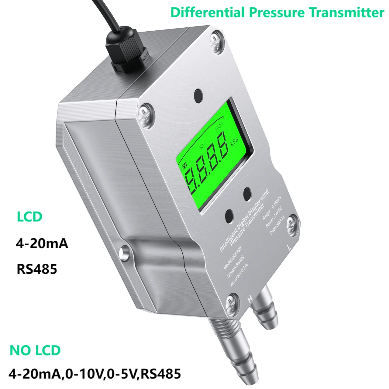 

4-20mA Differential Pressure Sensor 0-10V RS485 0-5V LCD Air Pressure Transmitter 100Pa 1Kpa 3Kpa 5Kpa Wind Pressure Converter